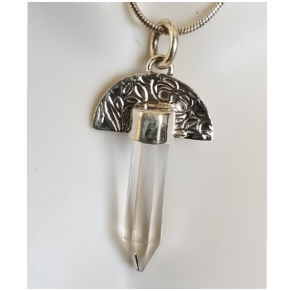 Genuine 10ct Natural White Topaz Pendant 1.5"